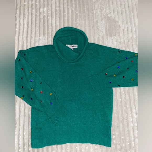 VINTAGE Richard and Company Sweater Womens M Wool Angora Turtleneck Geometric - Picture 6 of 10